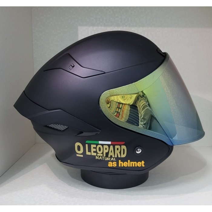 HELM COWOK PAKET GANTENG MURAH ARL PANDORA HITAM DOFF MOTIF LEOPARD