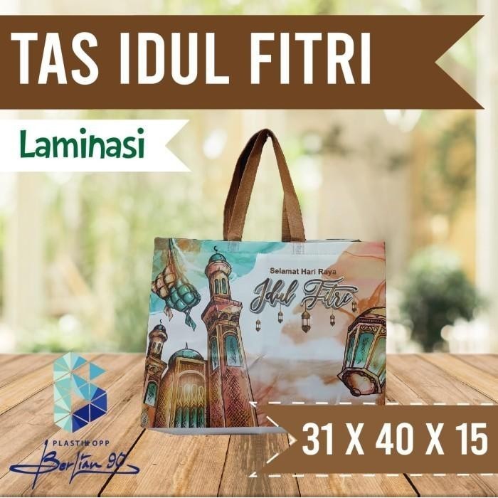 

Kantong Lebaran Idul Fitri Laminasi 31X40X15 Cm /Goodie Bag Handle Box 059