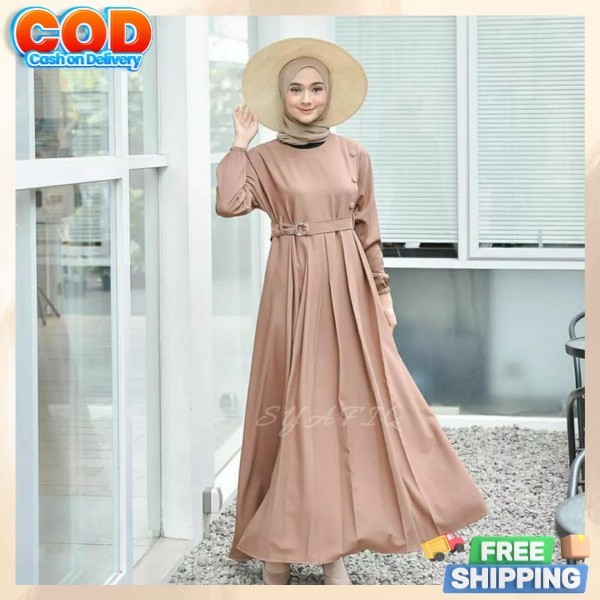 Model Terbaru 2024 Pakean Dres Simpel Elegan Ukuran S M L Xl Xxl Jumbo Jubah Cewek Muslimah Baj Gami