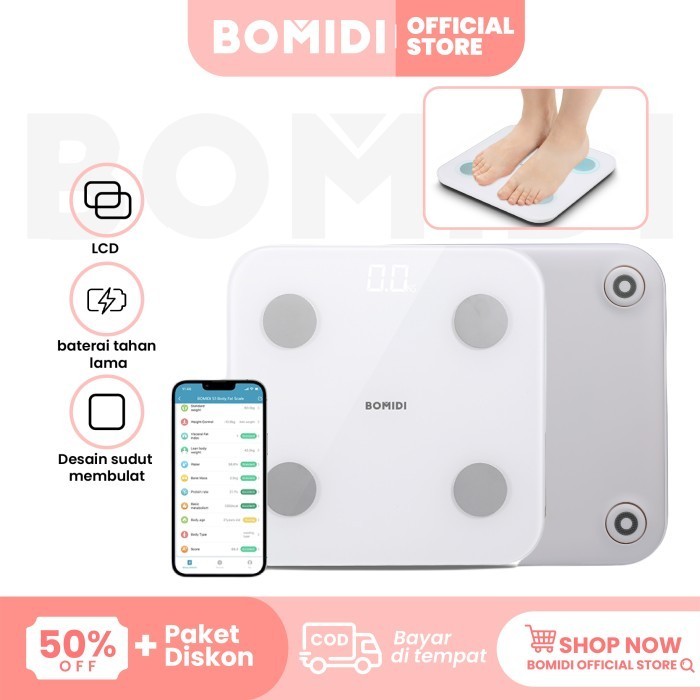 BOMIDI BODY FAT SCALE S1 TIMBANGAN BADAN SMART SCALE DIGITAL TIMBANGAN