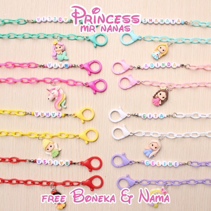 TALI MASKER FREE NAMA PRINCESS LUCU STRAP MASKER ANAK CEWE / PEREMPUAN