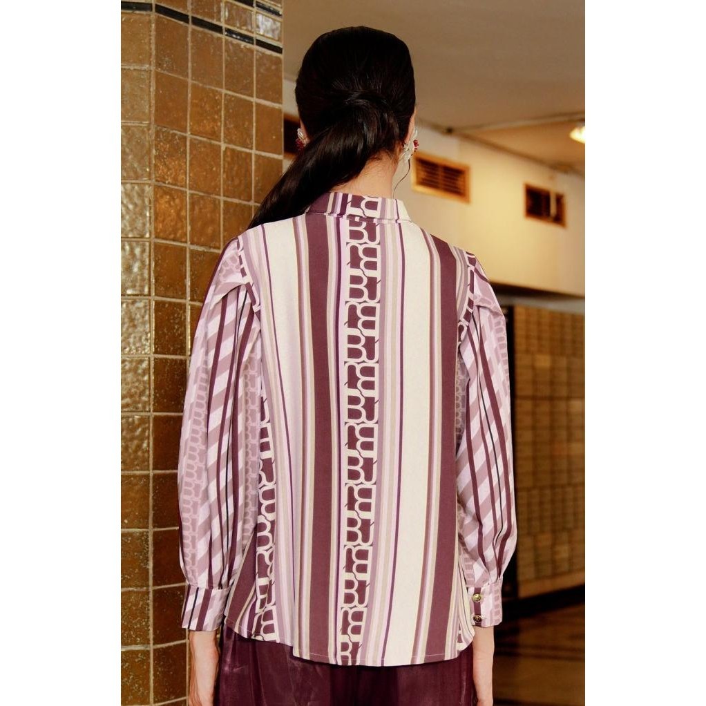 Benang Jarum - Amona Shirt With Pleated Sleeve - Maroon