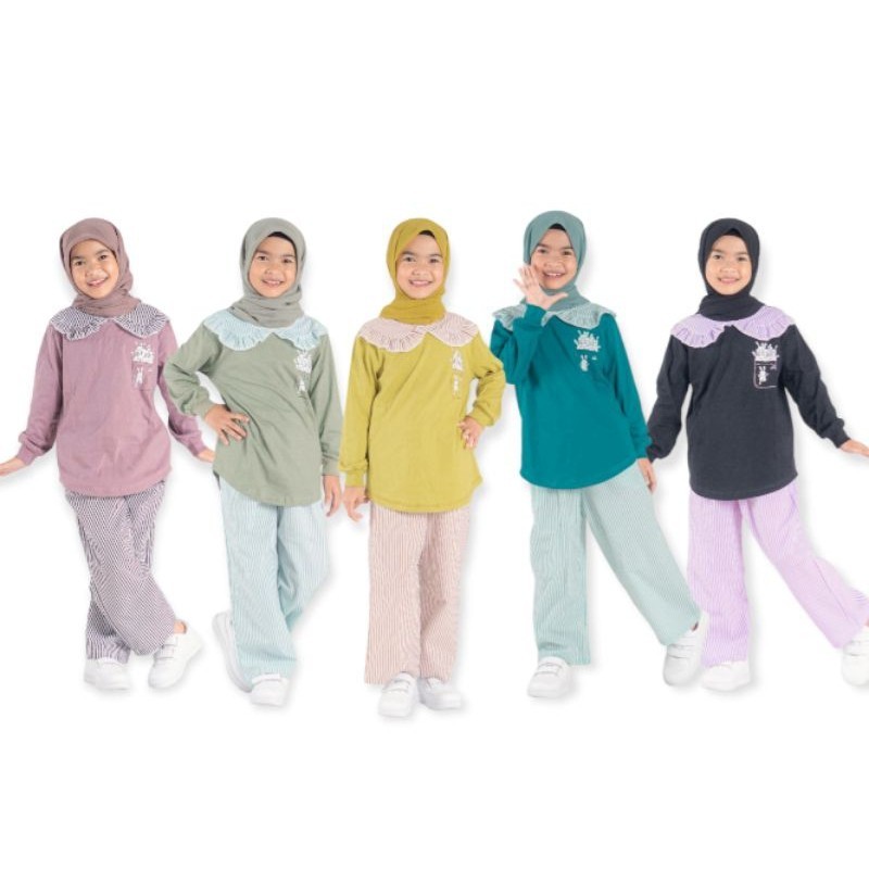 Setelan Anak Perempuan 2024 4 5 Thn  12 Tahun Pakaian Karakter Sett Main Celana Kecil Blouse Setcell