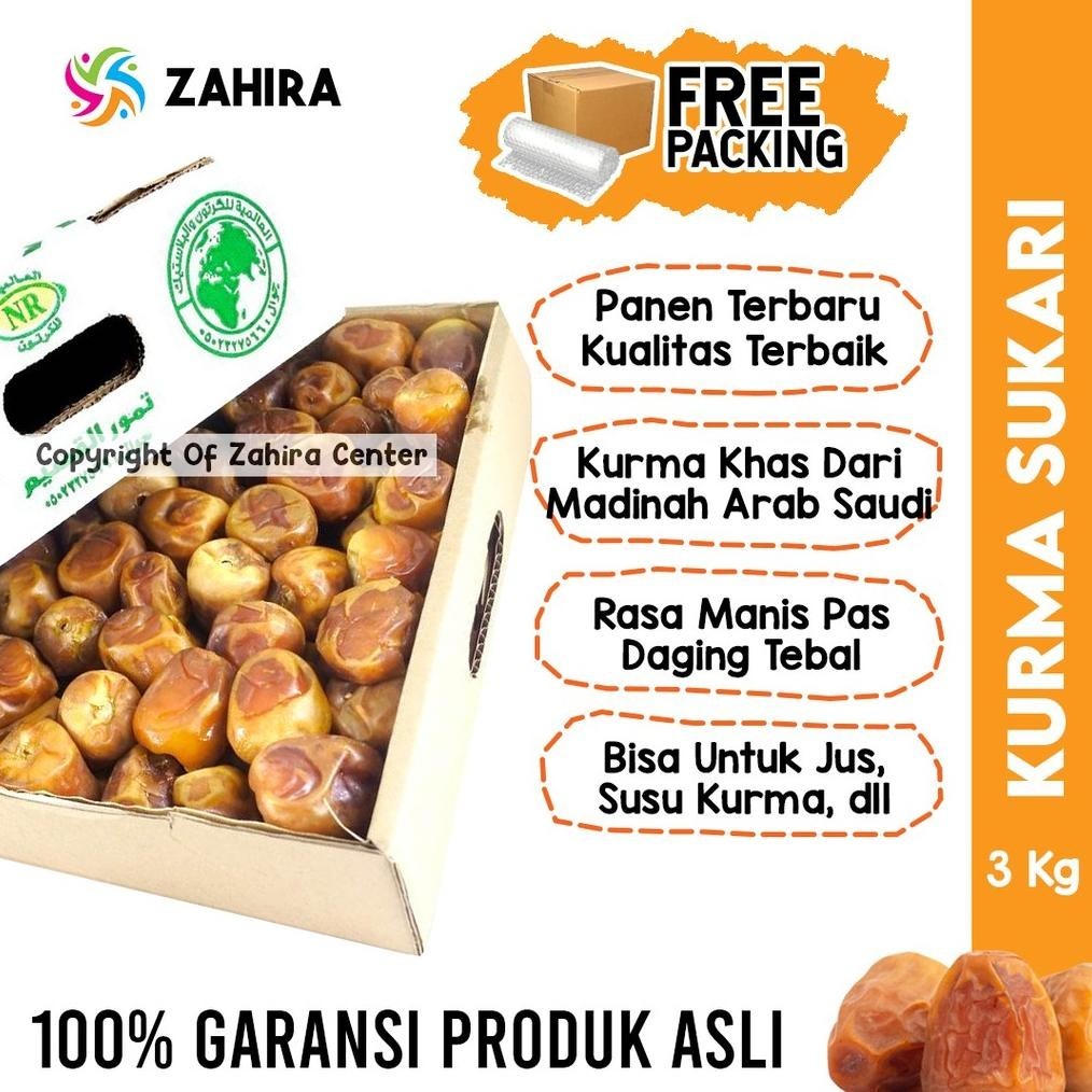 

Promo Lagiii!! Kurma Sukari Basah Dus 3Kg Lembut Manis Daging Tebal Kurma Raja Madu Mpasi Nabeez Jus Penambah Imun