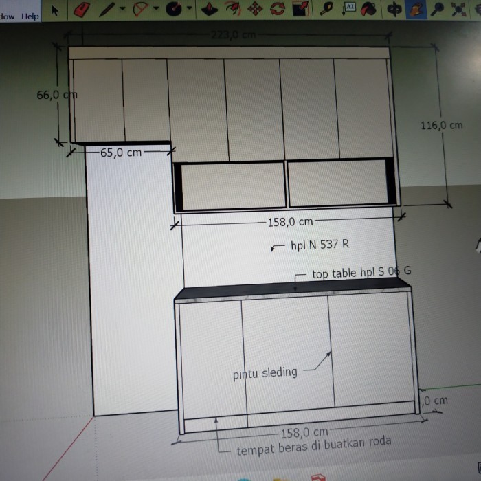 kitchen set minimalis PVC bawah atas multi