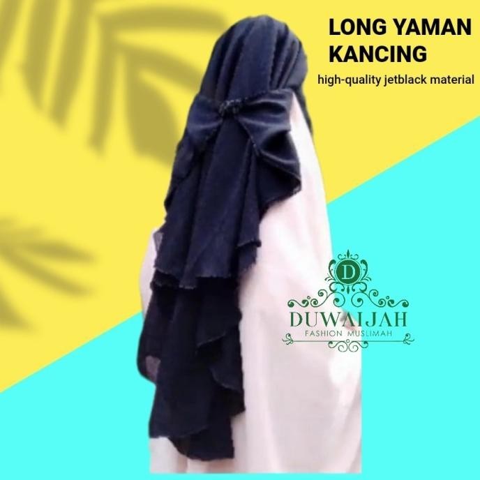 Niqab Yaman Kancing 2 Layer Jetblack