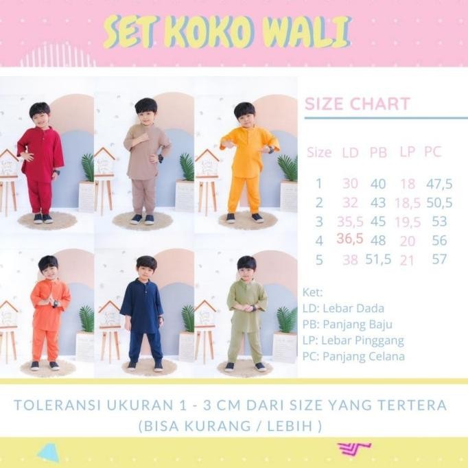 Setelan Koko Anak Kaos Wali Warna Merah Bata 1-5Tahun