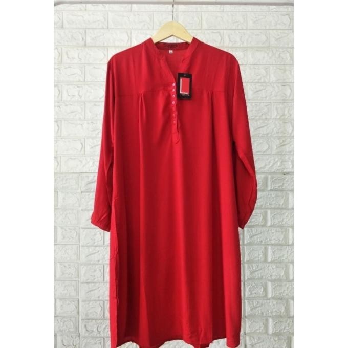 Tunik Polos Rayon Jumbo Merah Cabe