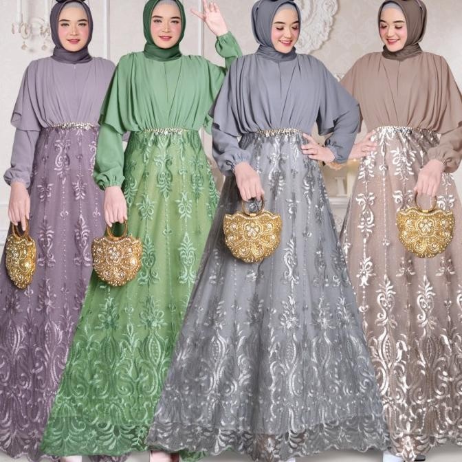 Baju Muslim Wanita Gamis Jumbo Terbaru Dress Ceruty Polos Modis Zavira