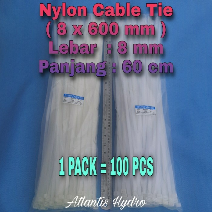 

Kabel Tis 60cm / Kabel Ties / Nylon Cable Tie 8x600mm 1PACK MURAH !!!