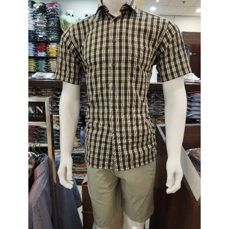 Alisan Kemeja Pria Lengan Pendek Kotak Kotak Regular