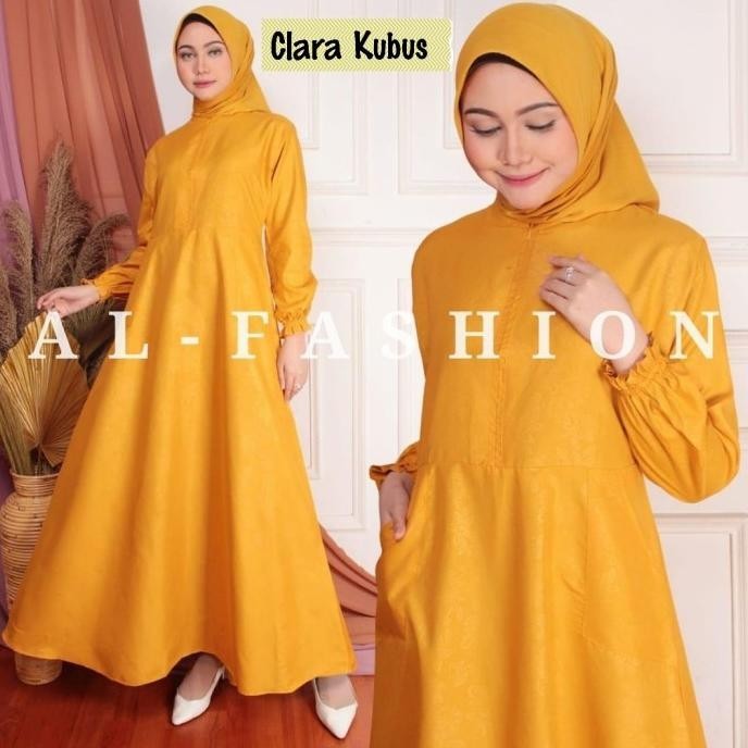 Citra - Dress Baju Gamis Busui Polos Xl Warna Kuning Mustard Kunyit