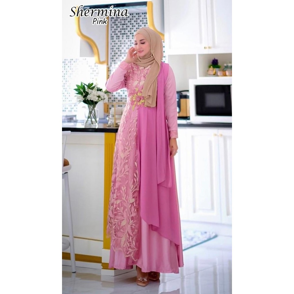 Maxi Shermina Syari Gamis Cantik Pesta Lebaran Seragam Muslim Jumbo