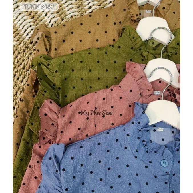 Tunik Polkadot Jumbo Wanita 3482, Ld 125, 130 & 145 Cm