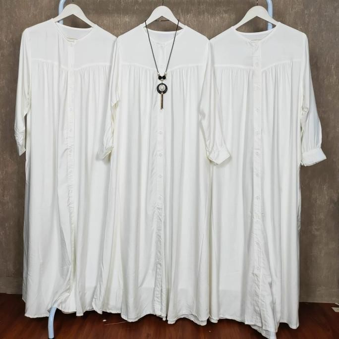 Gamis Putih Super Jumbo Ld 130 Cm Model Polos Kekinian