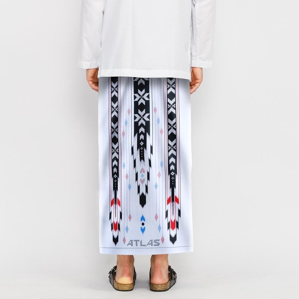 Promo Ramadhan Sarung Atlas Idaman 555 Kembang Motif Bhs Sji 03 Warna Putih Original