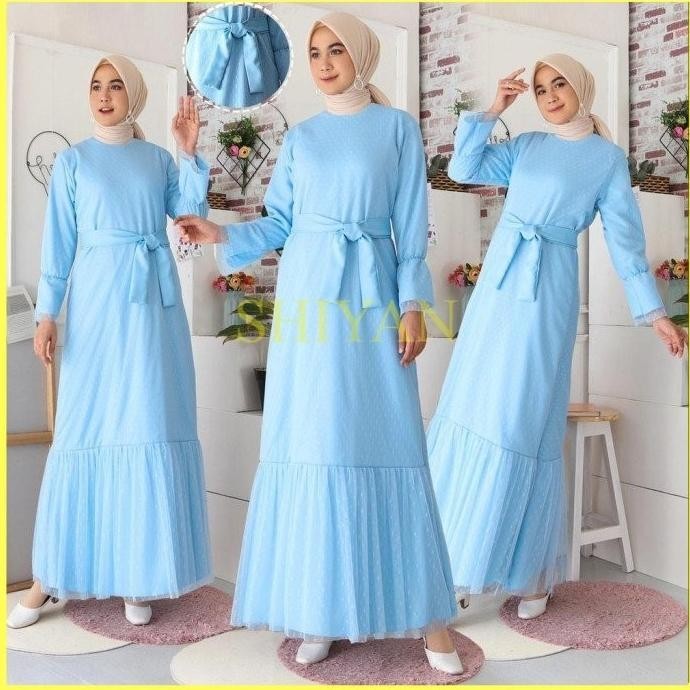Busana Muslim Premium Gamis Helwa Tile Maxi Dress Lebaran Long Dress