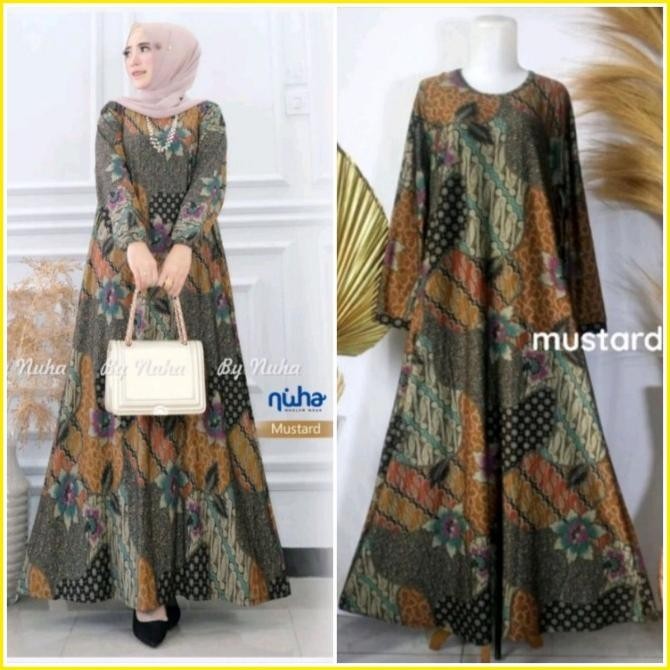 Gamis Kaos Calvin Jeans Batik Jumbo Dress Panjang Wanita Muslim Tebal