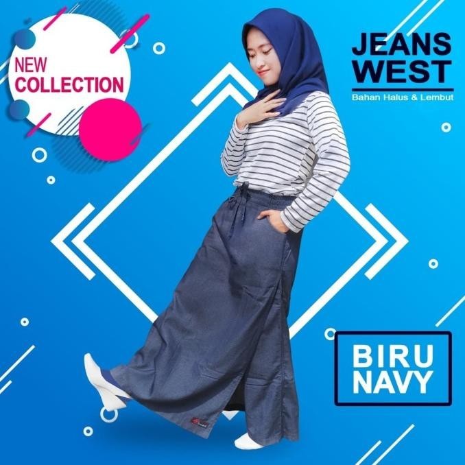 Rok Celana Muslimah Jeans West Biru Dongker Ukuran Xl Jagoan Cloth