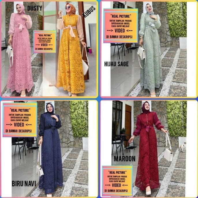 Baju Pesta Muslim Wanita Dress Brukat Jumbo Xl Xxl Maxi Gamis Hijau