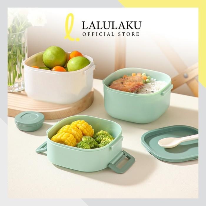 Tempat Makan 2 Susun Tingkat Sendok Set Bento Rantang Susun Bpa Free