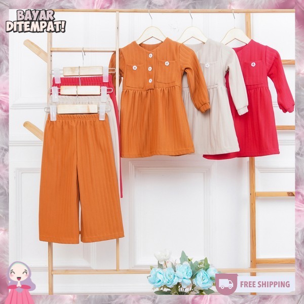 Setelan Anak Perempuan 2024 4 5 Thn Import 12 Tahun Setcell 9Tahun Kaos Harian Kids 3In1 Bawahan Ata