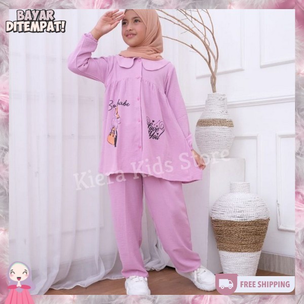 Setelan Anak Perempuan 2024 4 5 Thn Import 12 Tahun Setcell 9Tahun Kaos Harian Kids 3In1 Bawahan Pak