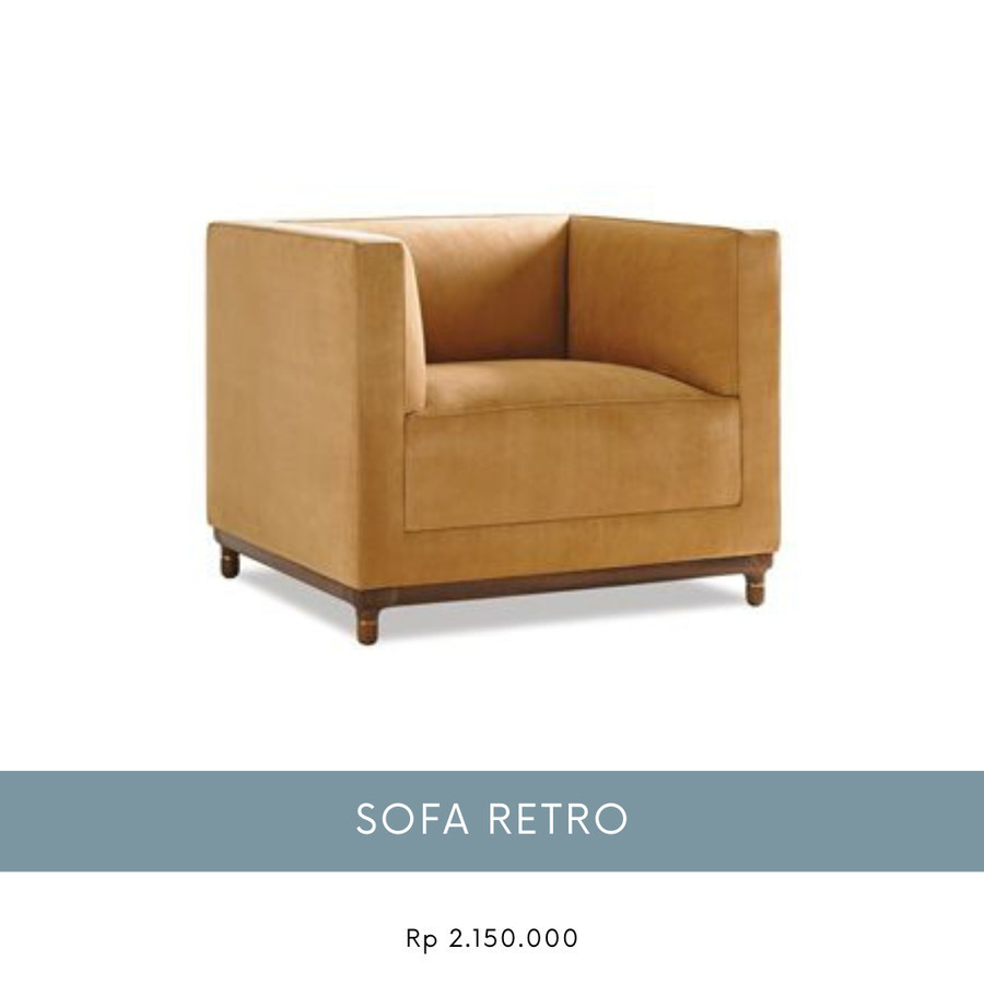 Sofa Retro Minimalis Jati Kain Oscar Jepara 1 Seater