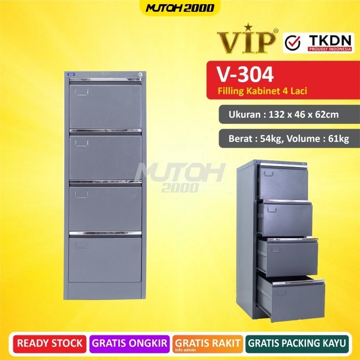 

Tkdn Vip V-304 Filling Cabinet Kabinet Besi 4 Laci 4 Susun