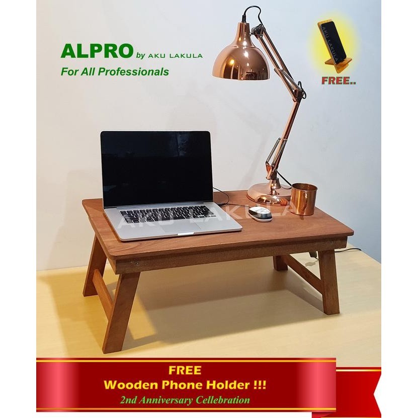 Meja Lipat Laptop Lesehan Serbaguna Kayu Meranti 75x45Cm - [ALPRO]