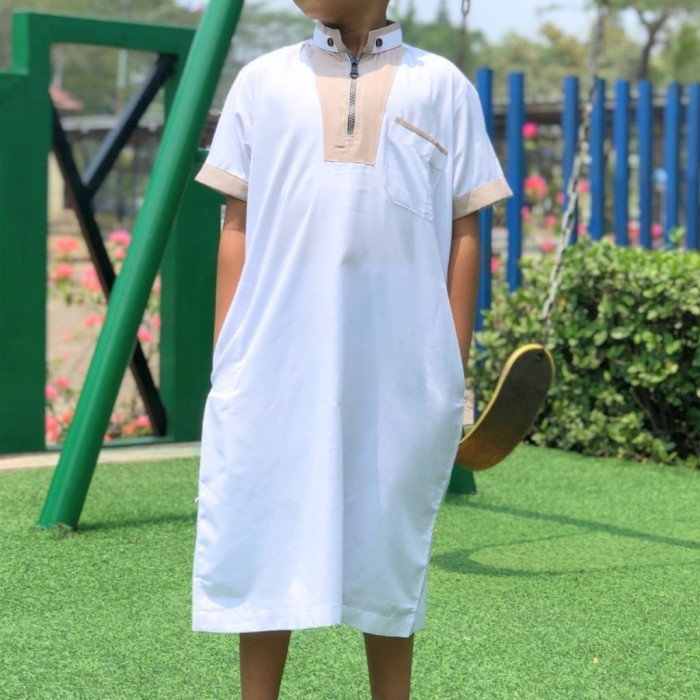 Baju Koko Jubah Gamis Anak Laki Laki Lengan Pendek Al Kahfi SaleR33A