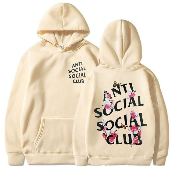 Hoodie jumper [ ANTI SOCIAL SOCIAL CLUB ] pria wanita Warna Cream / Jaket Zipper hoodie anti sosial