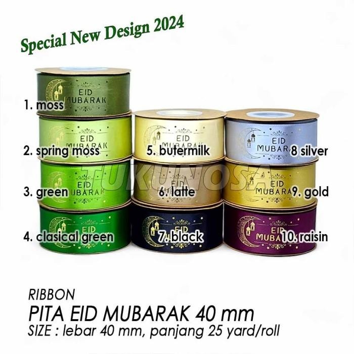 

Pita Eid Mubarak 40 Mm /Roll Pita Idul Fitri Lebaran Hampers Ribbon 058