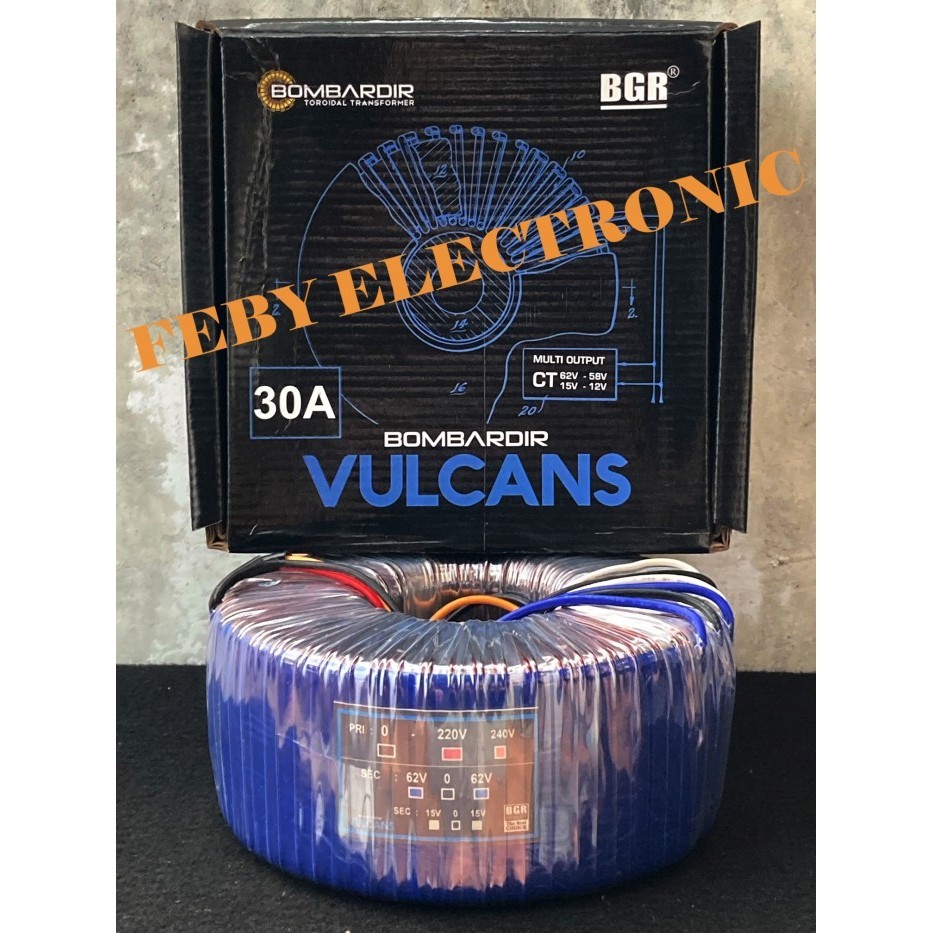 TRAFO DONAT 30A 62V CT VULCANS BOMBARDIR TRAVO TOROID 30 A 62 BELL BGR promo
