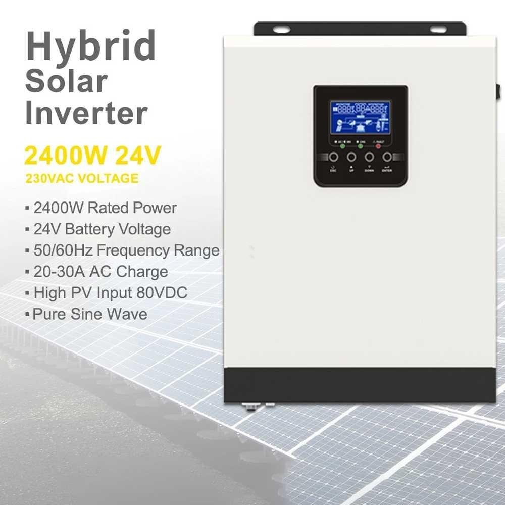 PowMr Hybrid Inverter Solar Controller DC 24V to AC 230V 2400W HPS-3K-24V Peep Elektrik Jenset Listr