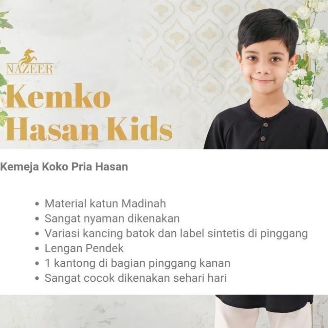Baju Koko Anak Laki Laki Lengan Pendek Hasan Kids Nazeer