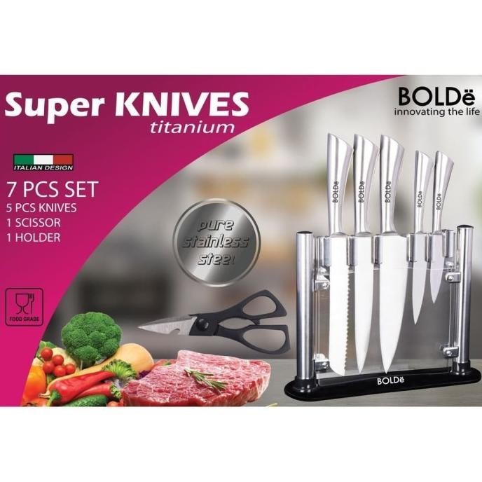 Bolde Pisau Dapur Stainless Set Titanium - Super Knives