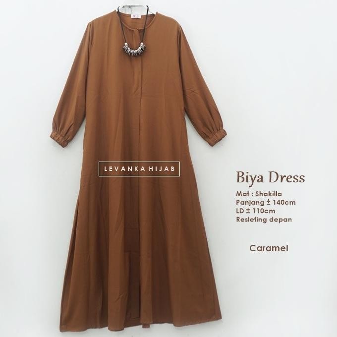 Gamis Biya Dress Bahan Shakila ukuran Allsize fit to XL