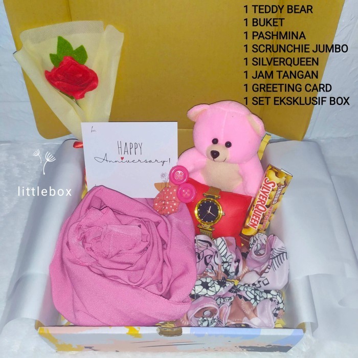 

Lb-Hampers Ekslusif Gift Box Kado Cewek Free Konektor Masker Set Buket