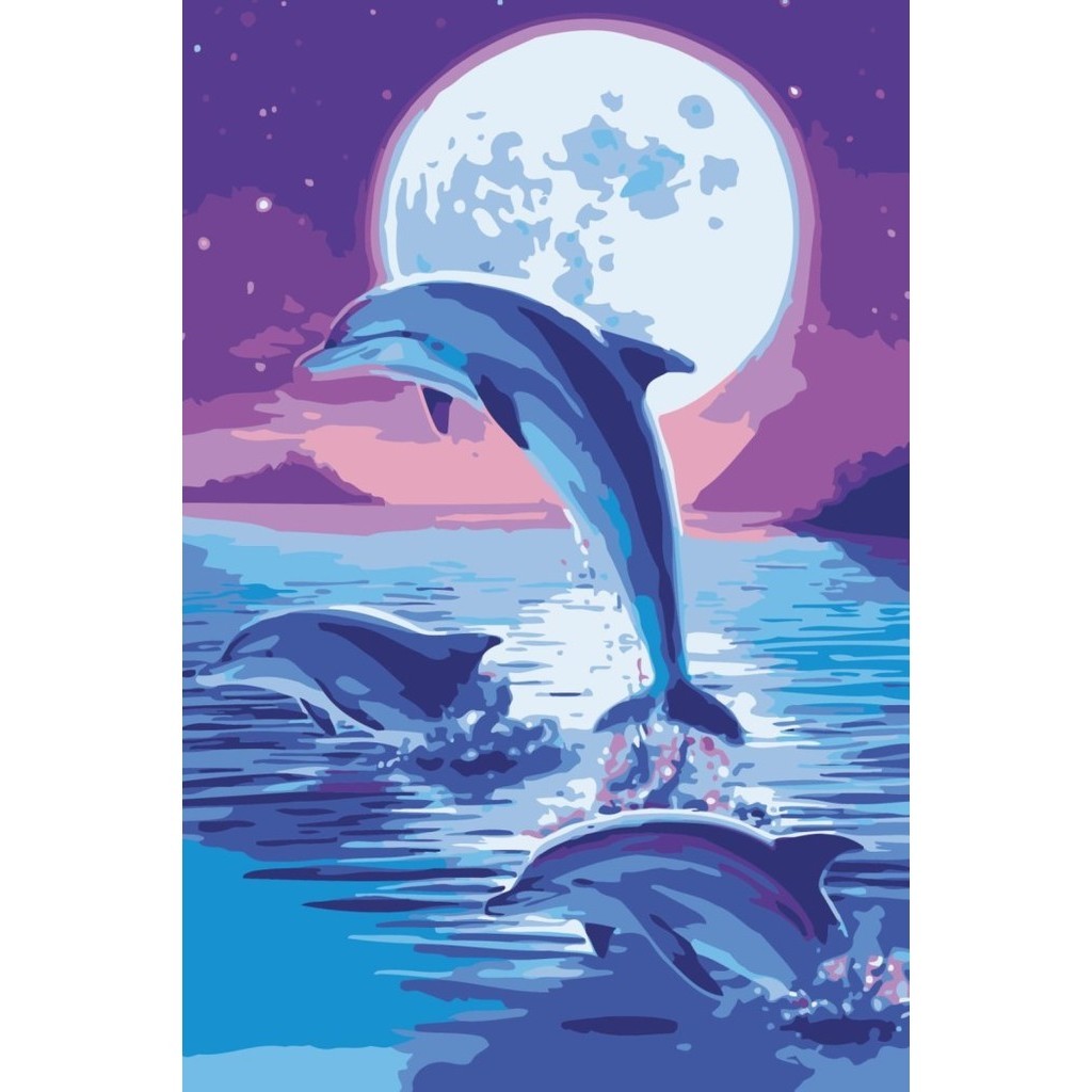 DIY painting by number 30x20cm kerajinan tangan lukisan DOLPHIN