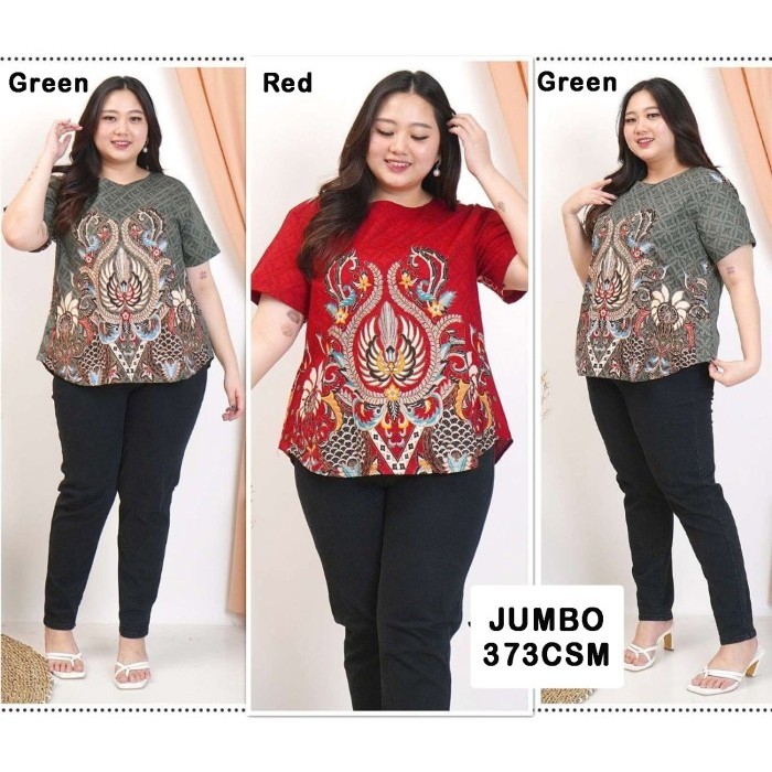 READY Blouse Batik Super Jumbo Bigsize Baju Atasan Wanita Big Size 373 vol 8