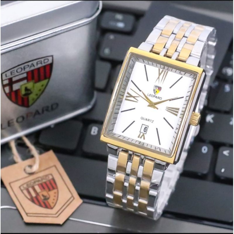 terbaru jam tangan unisex tahan air jam tangan leopard rantai stainless kotak