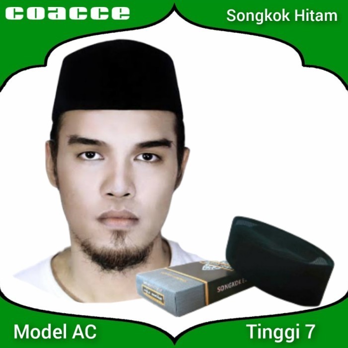 Songkok Hitam Polos Tinggi 7 Cm I Peci Kopiah Hitam