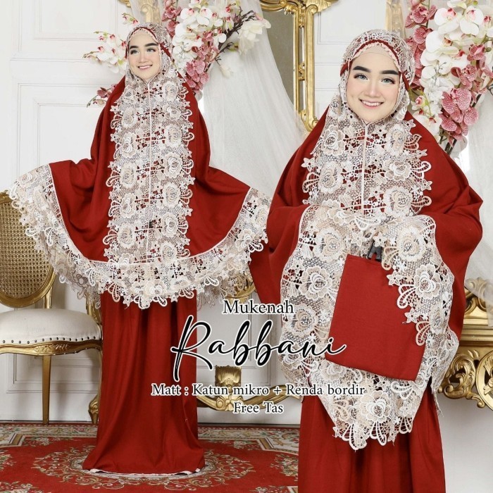 Mukena Dewasa Putih Polos Bordir Mukenah Modern Terbaru Rabbani