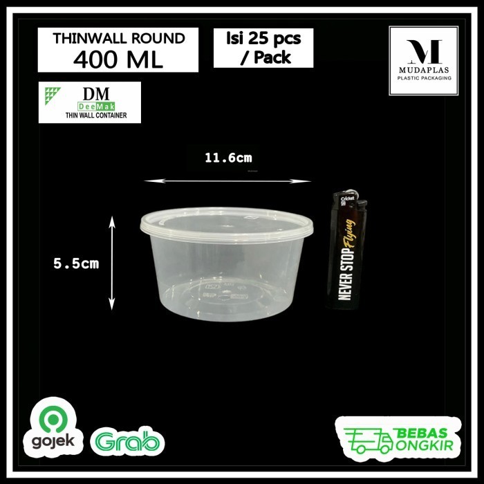 

>*>*>*>*] THINWALL 400 ML DM CUP PUDING MANGKOK BULAT ROUND BOWL - ISI 500 PCS
