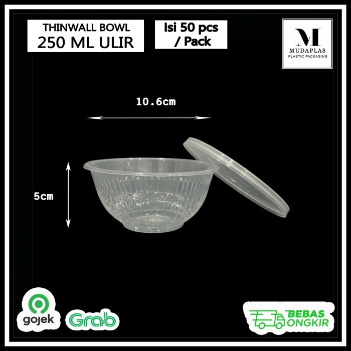 

siap kirim] Thinwall Bowl 250 ml ME Ulir Mangkok Salad isi 50 pcs