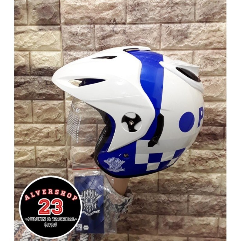 promo Helm Polisi Polantas Lantas Patwal Double Visor Jatah SNI Original