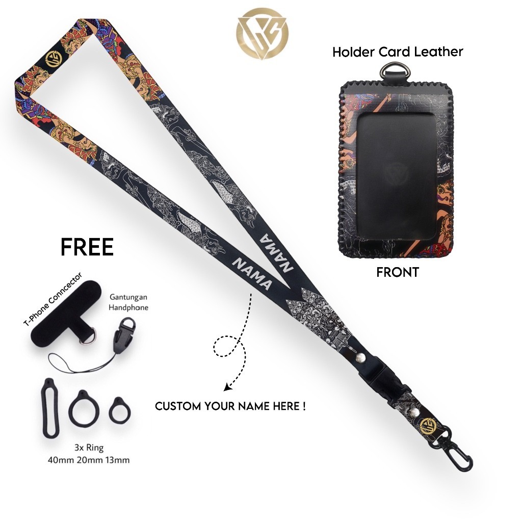 

Lanyard Craft Se Wayang Series Holder Id Card Kulit Printing Grafir