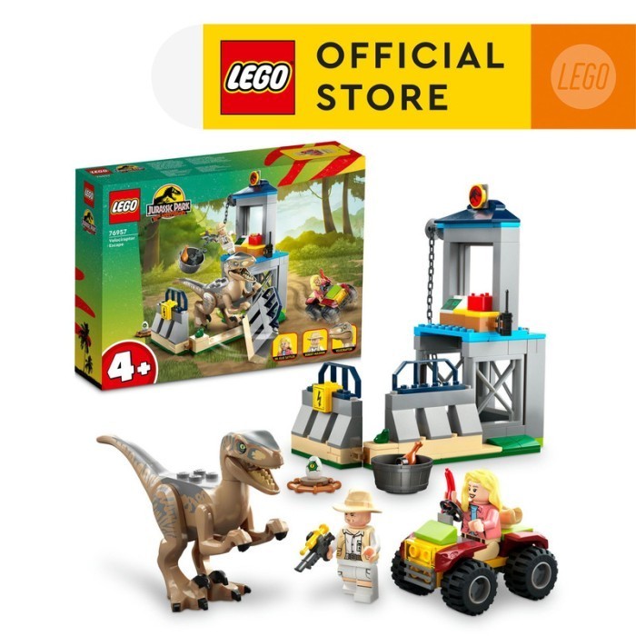 LEGO Jurassic World 76957 Velociraptor Escape Building Toy Set