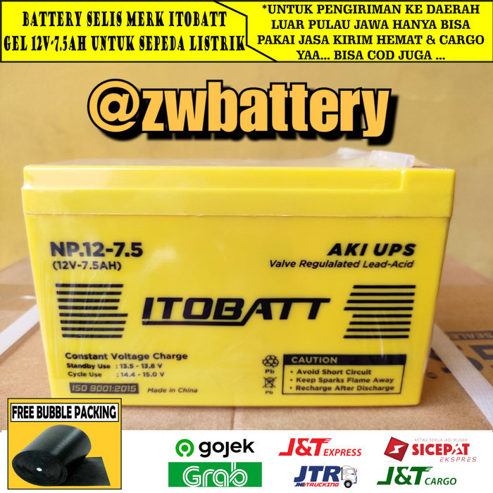 Aki / Battery Maina Mobil Dan Motor Anak-anak 12 Volt 7.5 Ampere MF